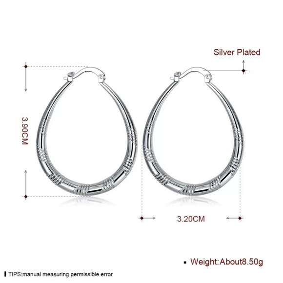 Silver Teardrop Hoops - Picture 7 of 7